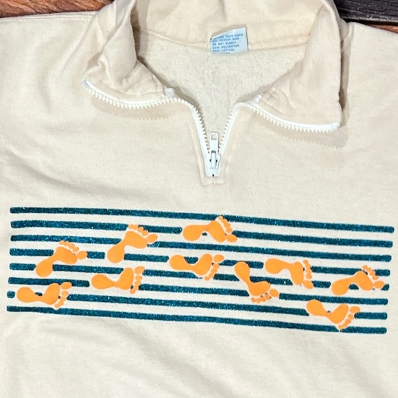 Vintage 1980s Footprints Alore Graphic Pullover Jumper Sweatshirt - Picture 2 of 4